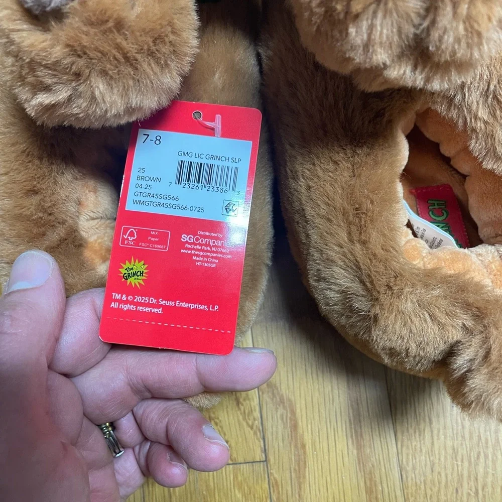 The Grinch, Max dog‎ toddler Slippers size 7/8 with Santa Hats NWT